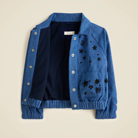 Crewcuts Collection embellished cropped jacket in drapey denim