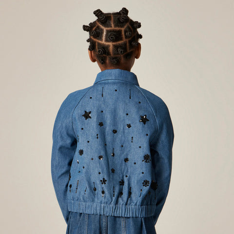 Crewcuts Collection embellished cropped jacket in drapey denim
