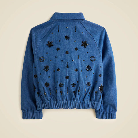 Crewcuts Collection embellished cropped jacket in drapey denim