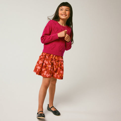 Girls' heart-bobble sweater