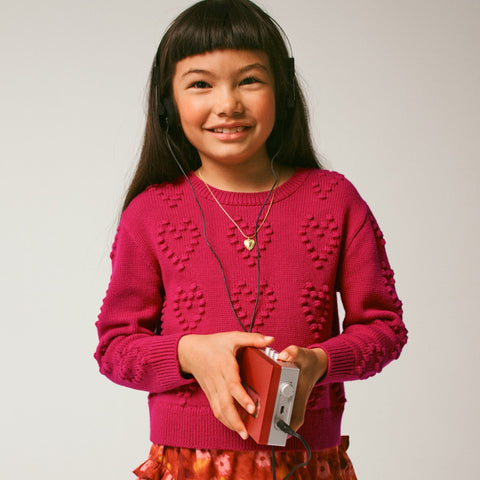 Girls' heart-bobble sweater
