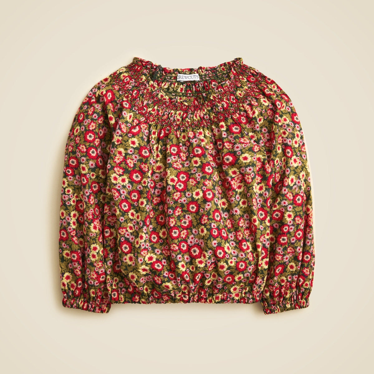 Girls' smocked long-sleeve top in floral