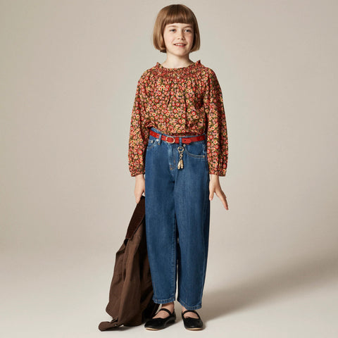 Girls' smocked long-sleeve top in floral