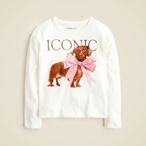 Girls' long-sleeve dachshund graphic T-shirt