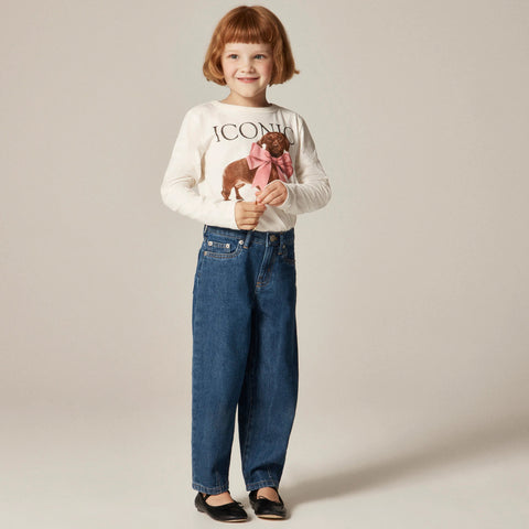 Girls' long-sleeve dachshund graphic T-shirt