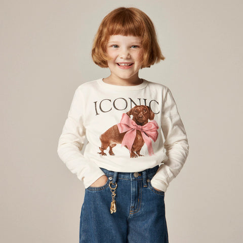 Girls' long-sleeve dachshund graphic T-shirt