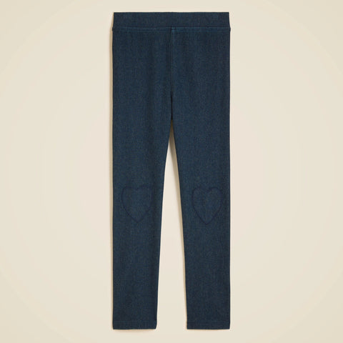 Girls' heart-patch jeggings