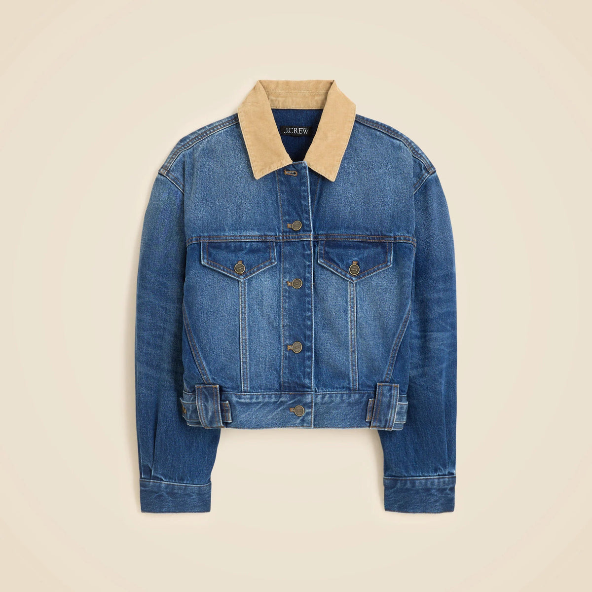 Oversized cropped trucker jacket in denim