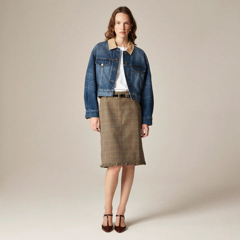 Oversized cropped trucker jacket in denim