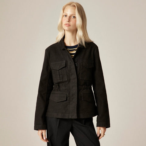 Utility chore jacket in brushed chino