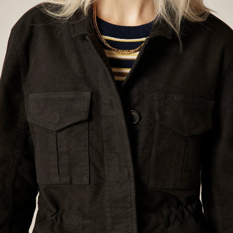 Utility chore jacket in brushed chino