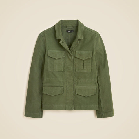 Utility chore jacket in brushed chino