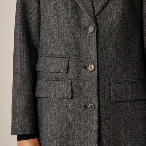 Vivienne topcoat in Italian pinstripe wool blend