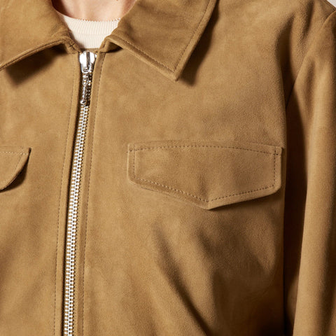Collection cropped flight jacket in suede