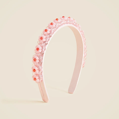 Girls' chunky beaded flower headband