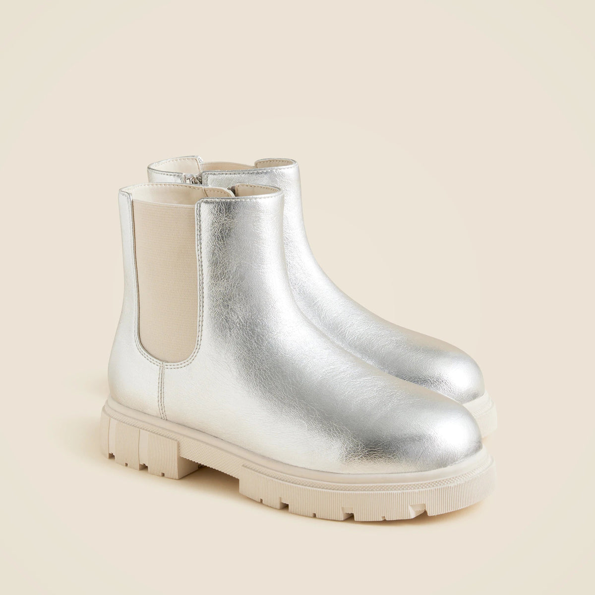 Girls' lug-sole boots in metallic