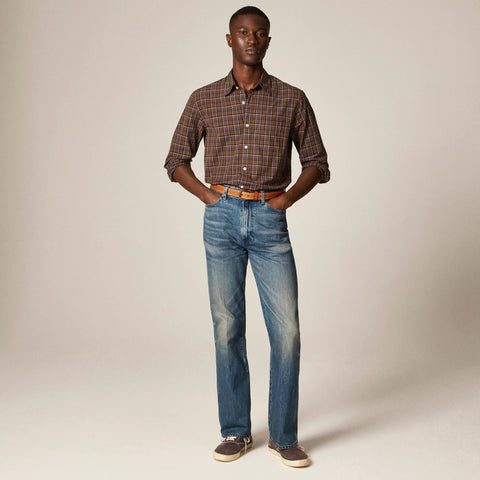 Bootcut jean in creased indigo wash