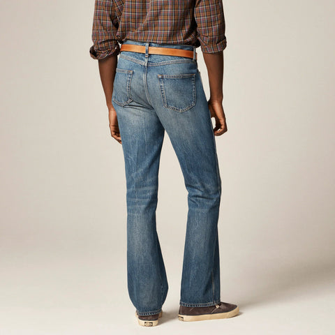 Bootcut jean in creased indigo wash