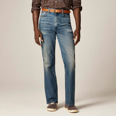 Bootcut jean in creased indigo wash