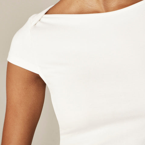 Refined rib cap-sleeve shirt