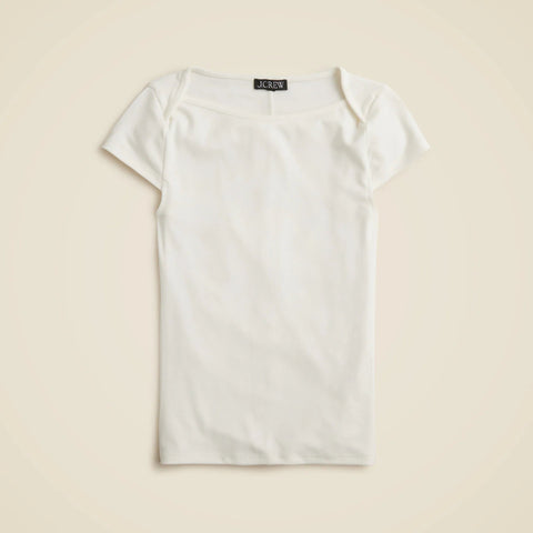 Refined rib cap-sleeve shirt