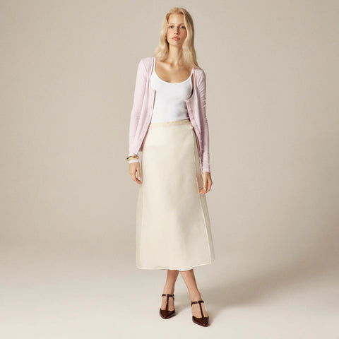 Refined rib scoopneck cardigan top