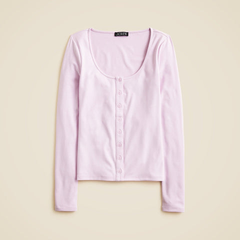 Refined rib scoopneck cardigan top