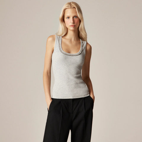 Perfect rib embellished tank top