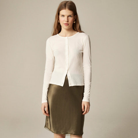 Feather jersey crewneck cardigan