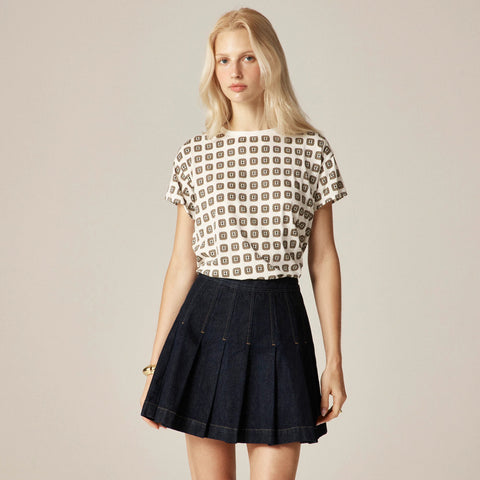 Tissue jersey short-sleeve graphic T-shirt in foulard print