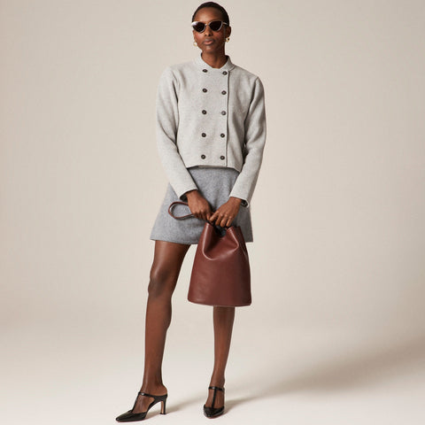 Double-breasted jacket in knit wool blend