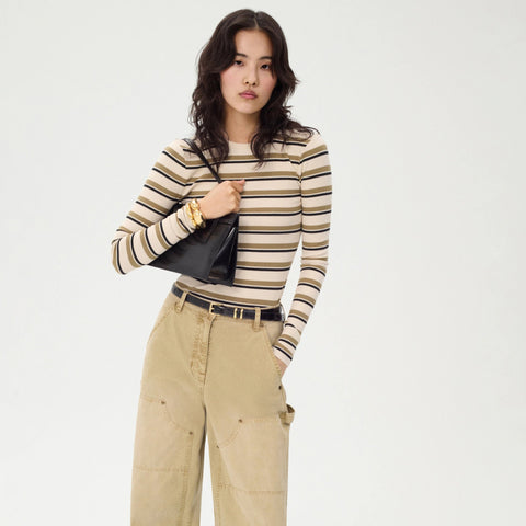 Perfect rib long-sleeve T-shirt in stripe