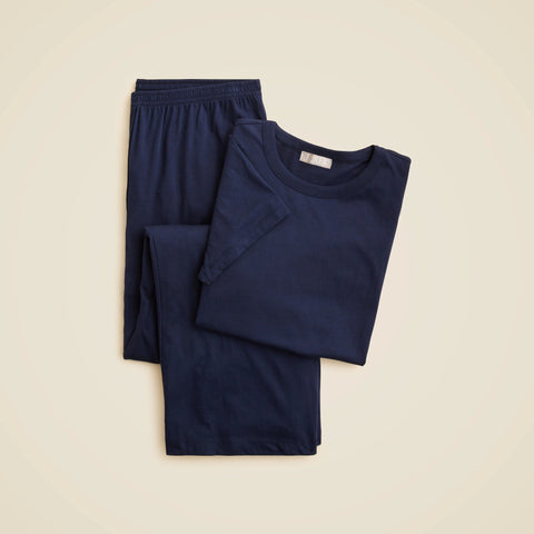 Short-sleeve pajama pant set in tissue crepe