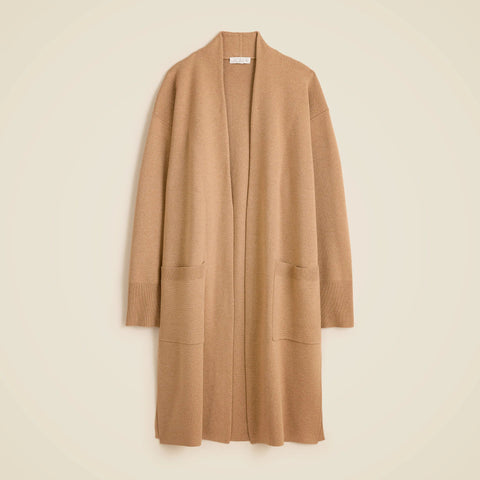 Long sweater blazer with side slits