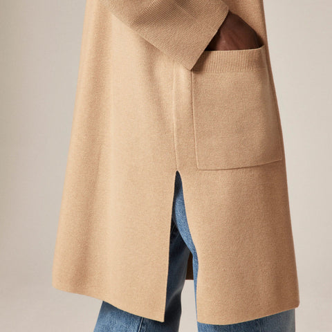 Long sweater blazer with side slits