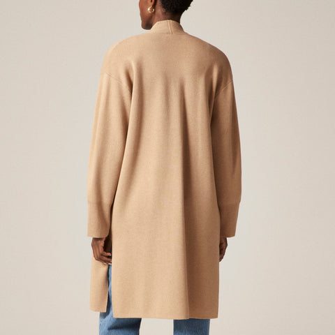 Long sweater blazer with side slits