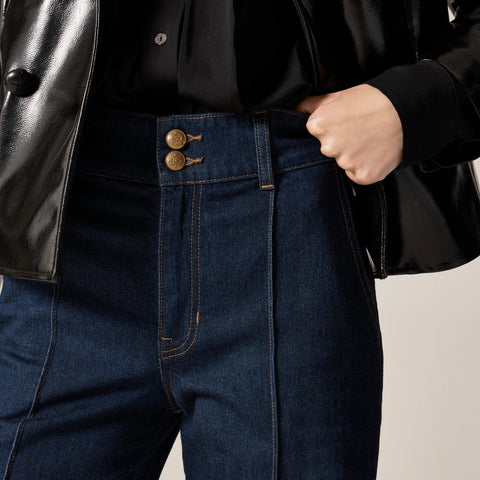 Denim trouser jean with stacked buttons