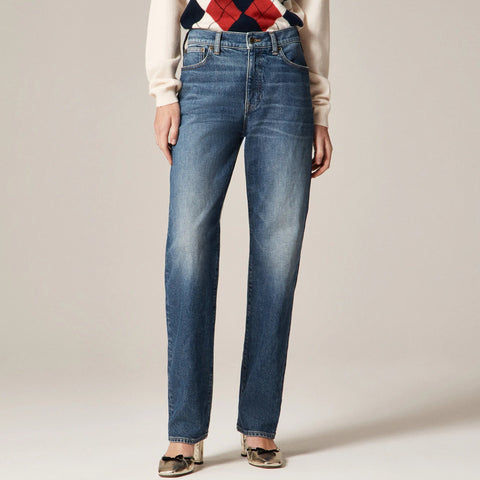 Petite nipped straight jean in stretch