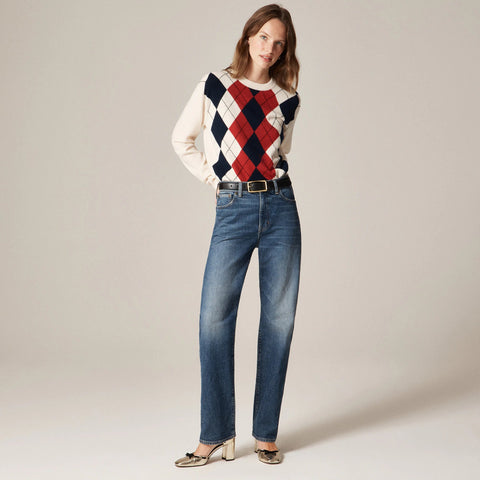 Petite nipped straight jean in stretch