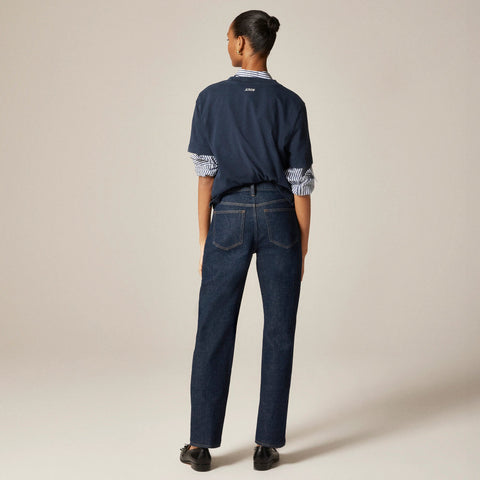 Petite nipped straight jean in stretch