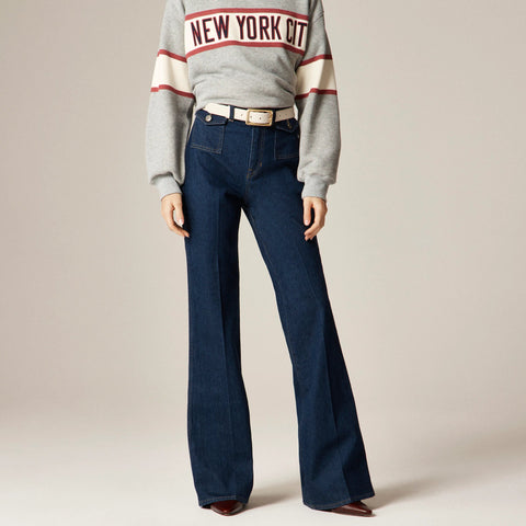 Petite vintage flare jean with flap pockets