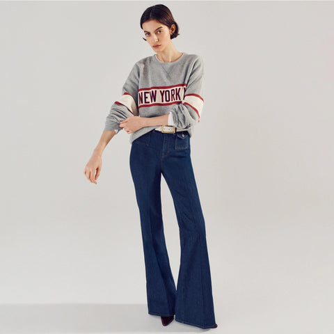 Petite vintage flare jean with flap pockets