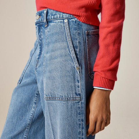 Camp-pocket wide-leg jean