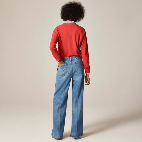 Camp-pocket wide-leg jean