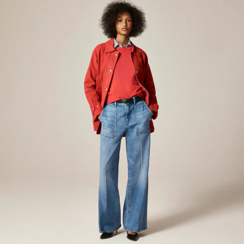 Camp-pocket wide-leg jean