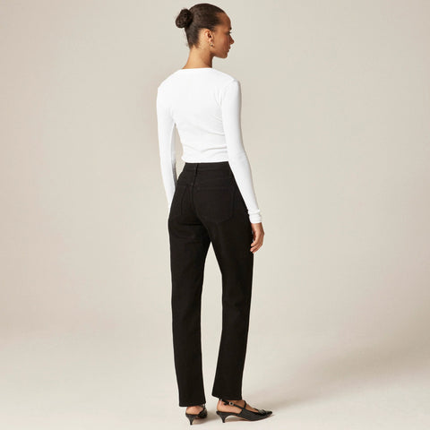 Petite nipped straight jean in stretch