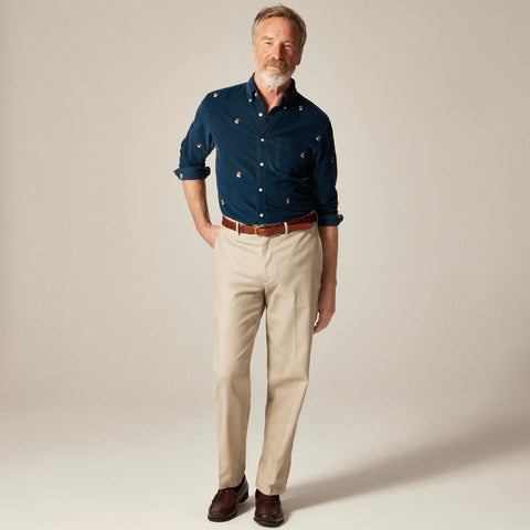 Fine-wale corduroy shirt with embroidered dogs