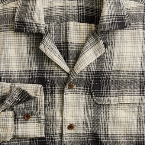 Cotton-hemp blend twill camp-collar shirt
