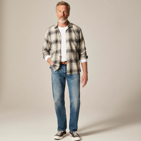 Cotton-hemp blend twill camp-collar shirt