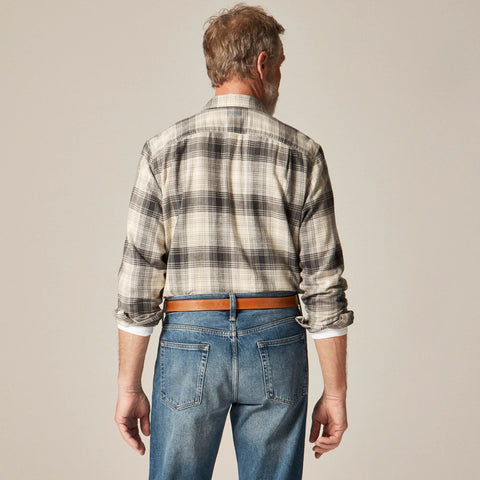 Cotton-hemp blend twill camp-collar shirt